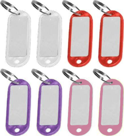 Μπρελόκ κλειδιών πλαστικά με ετικέτα σε διάφορα χρώματα σακουλάκι 8 τεμαχίων